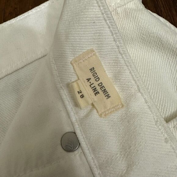 MADEWELL A-Line Rigid Denim Mini Skirt Button-Fly in White - Picture 9 of 12